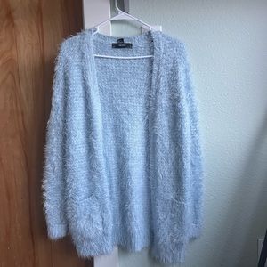 Long Light Blue Furry Sweater Women